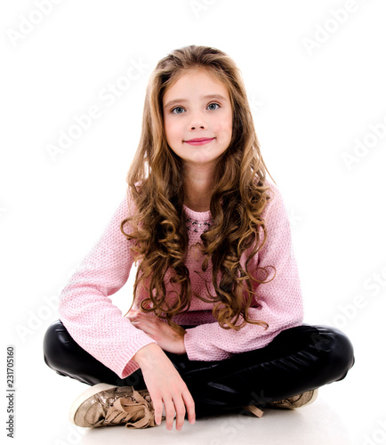 Portrait of adorable smiling little girl child isolated