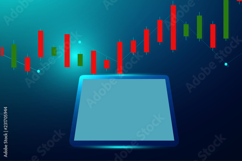 Business candle stick graph chart of stock market investment trading on dark background design. Trend of graph. Vector illustration