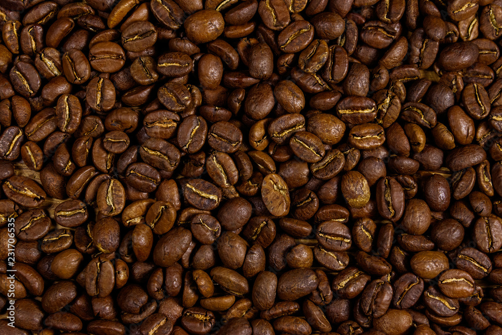 Fototapeta premium Background of the roasted coffee beans