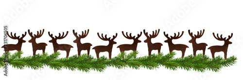 Tannenzweige mit Hirschen