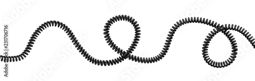 3d rendering of a single curved spiral cable lying on a white background. photo