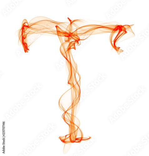 T letter made of fire