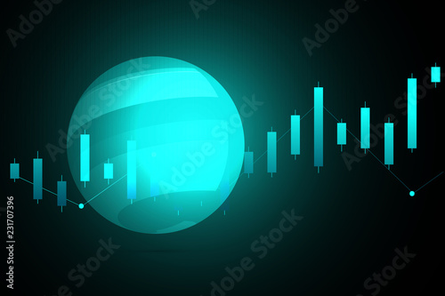 Business candle stick graph chart of stock market investment trading on dark background design. Trend of graph. Vector illustration