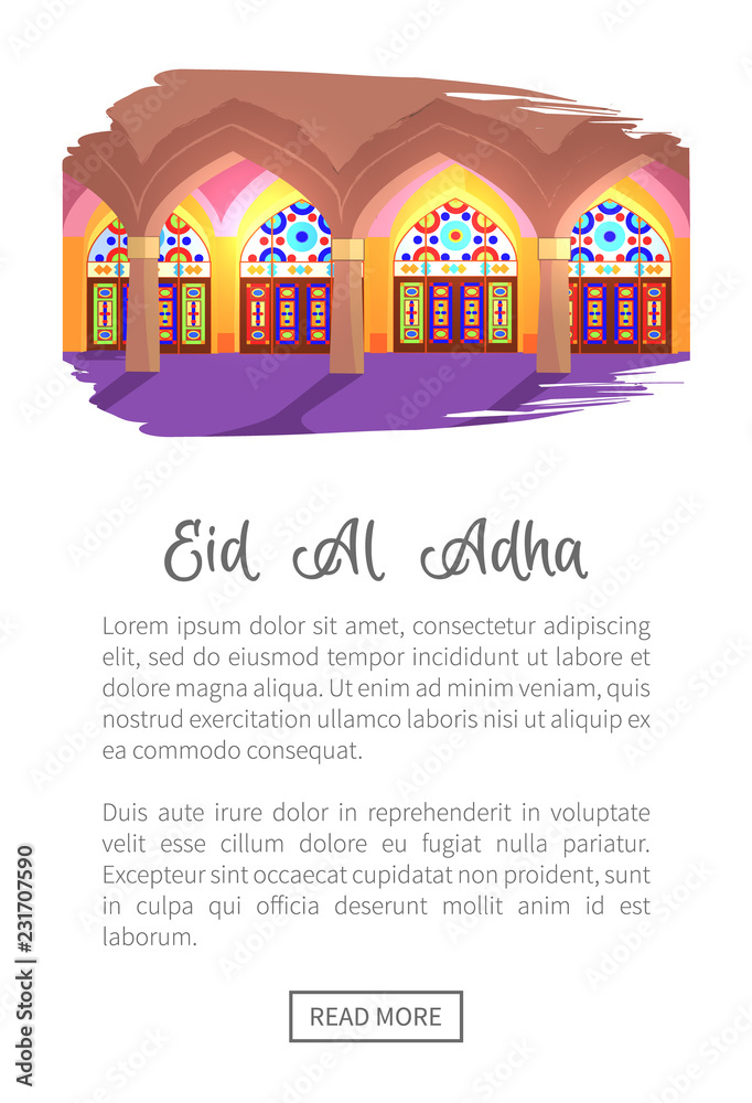 Eid Al Adha Mosque Inside Vector Illustration