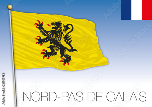Nord Pas de Calais regional flag, France, vector illustration