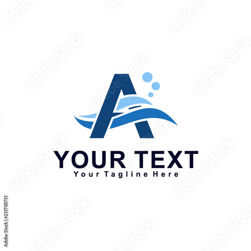 Letter A or Wave logo design concept, creative water logo template