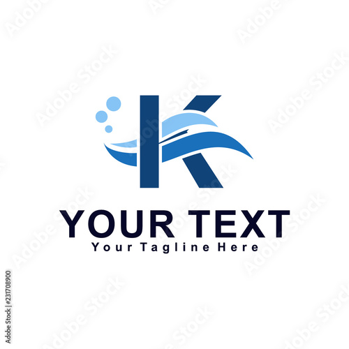 Letter K or Wave logo design concept, creative water logo template