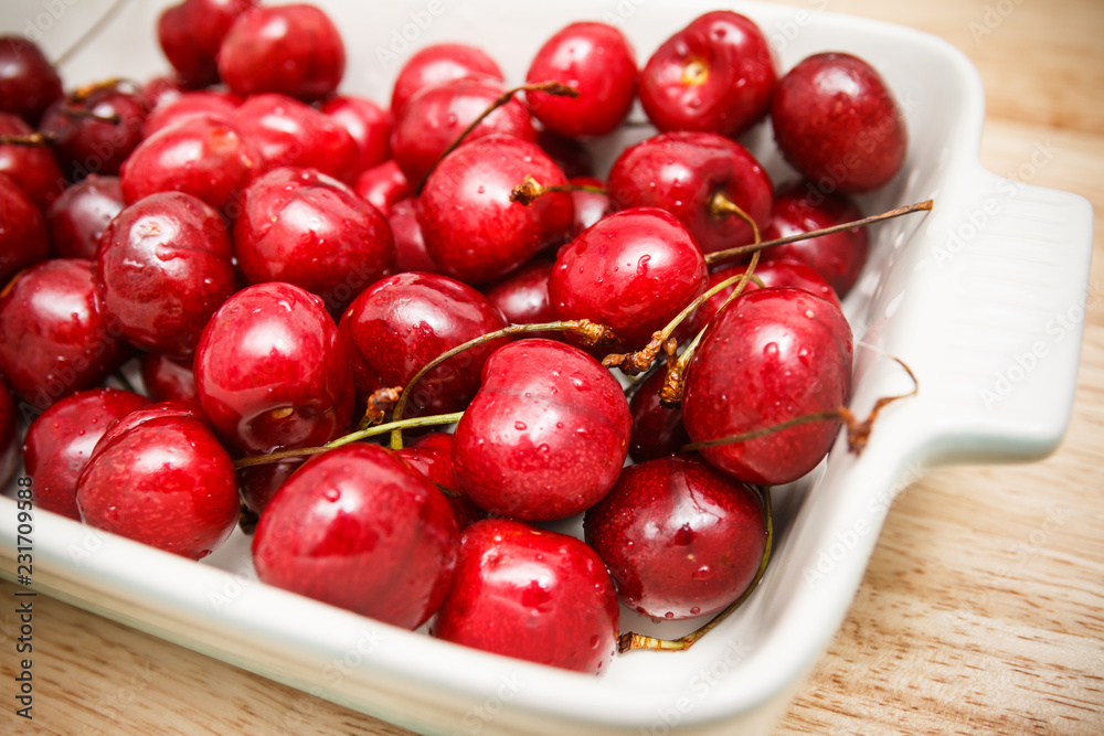 Close up of pile of ripe cherries Close up of pile of ripe cherries