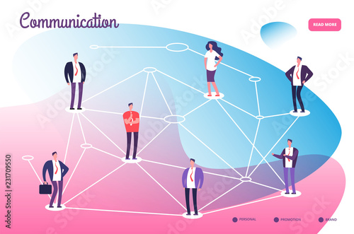 Network connecting professional people. Global communication teamwork connection and networking technology vector concept. Connection people cyberspace, cooperation and communication illustration