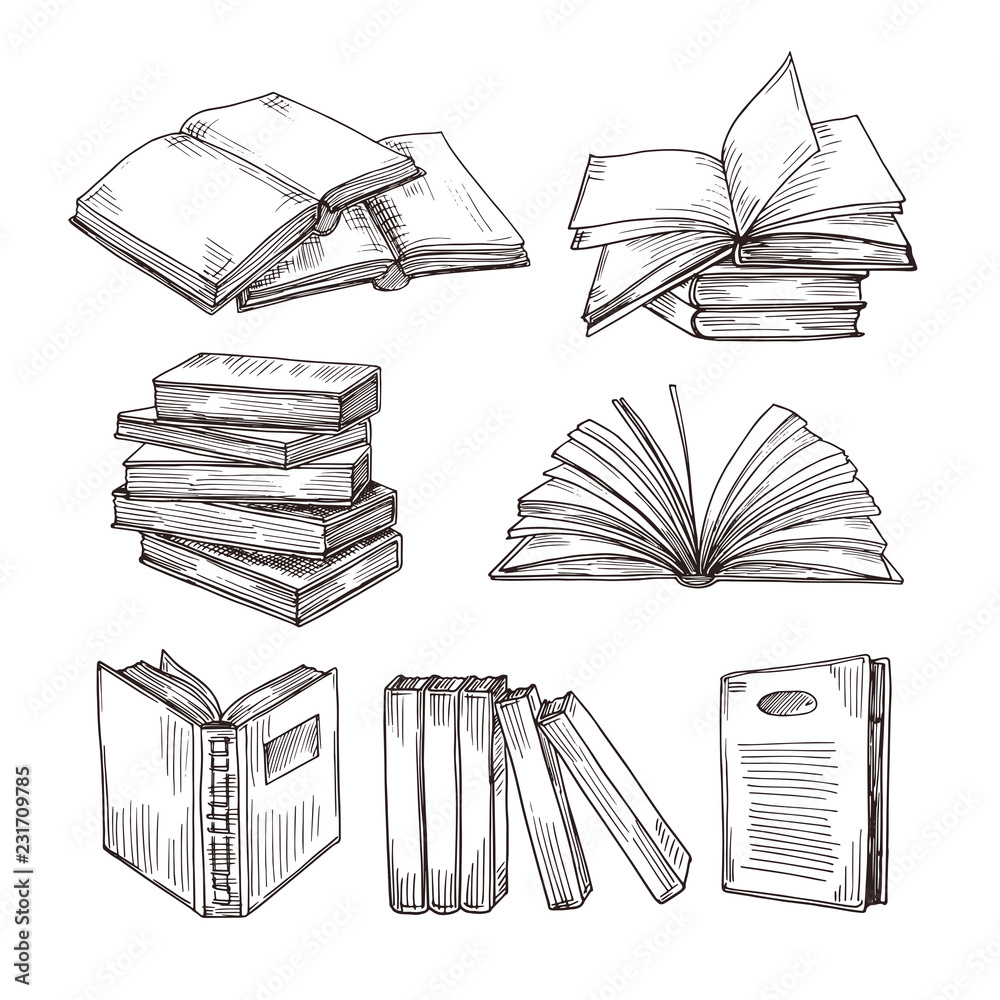 Sketch  open book with bookmark Royalty Free Vector Image
