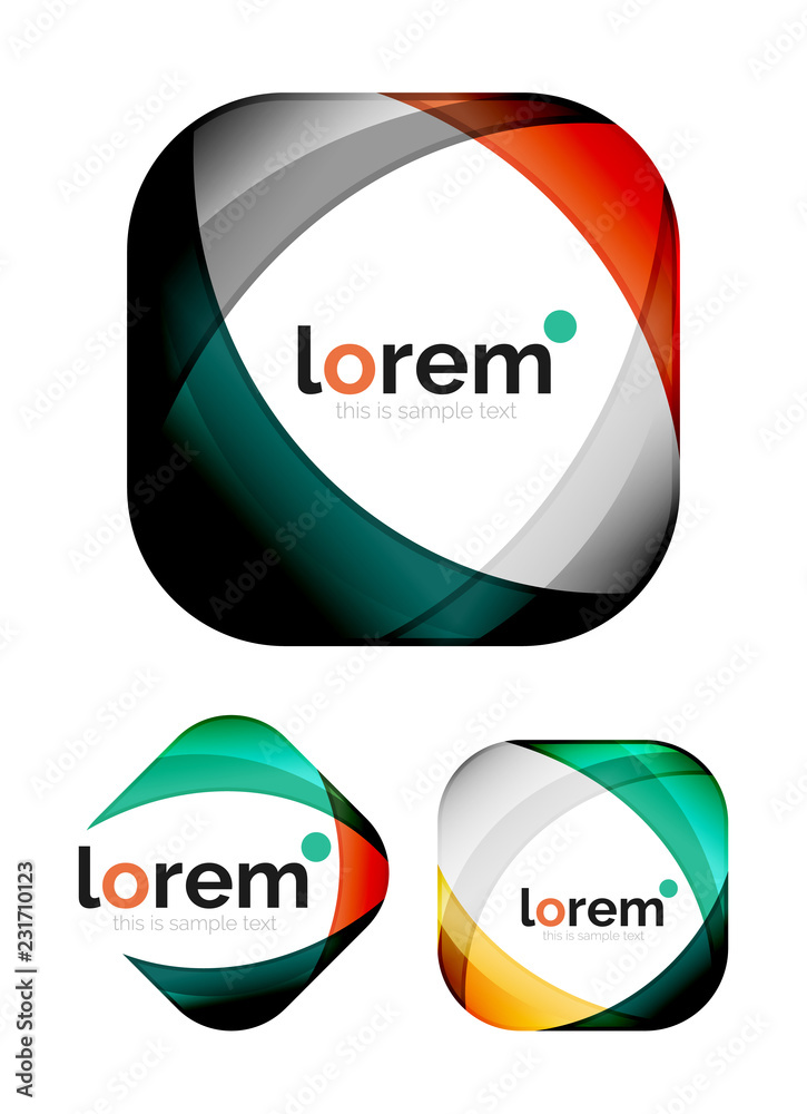 Set of geometric convergence vector icons Set of geometric convergence vector icons