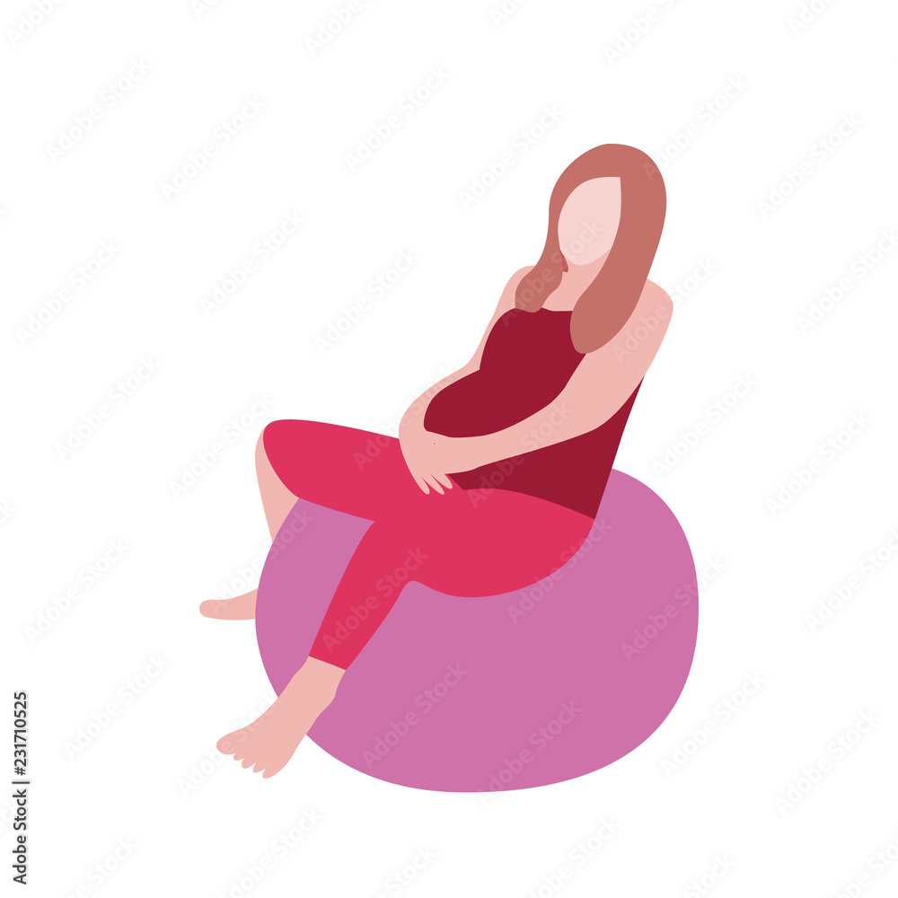 Pregnant woman in a modern cartoon style. Pregnant woman in a modern cartoon style.