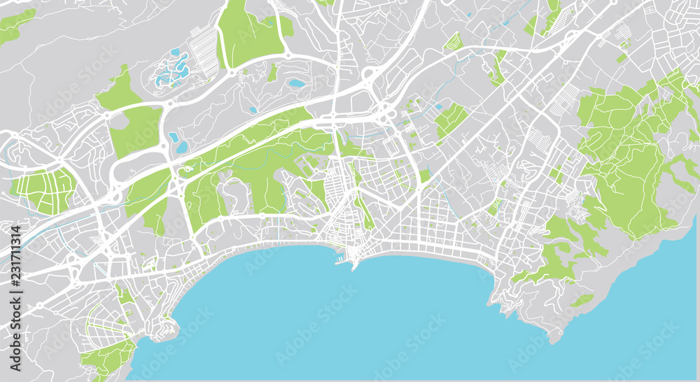 Urban vector city map of Benidorm, Spain