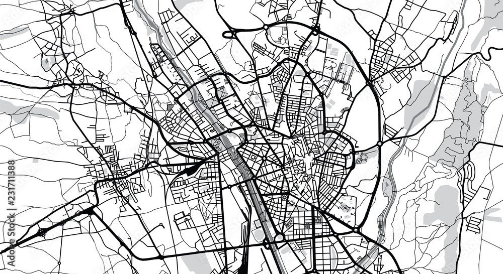 Obraz premium Mapa miasta miejskiego wektor Leon, Hiszpania