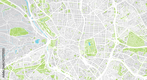 Canvas Print Urban vector city map of Madrid, Spain