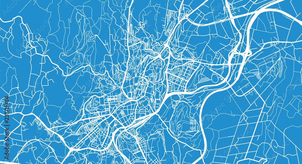 Urban vector city map of Santiago de Compostela, Spain