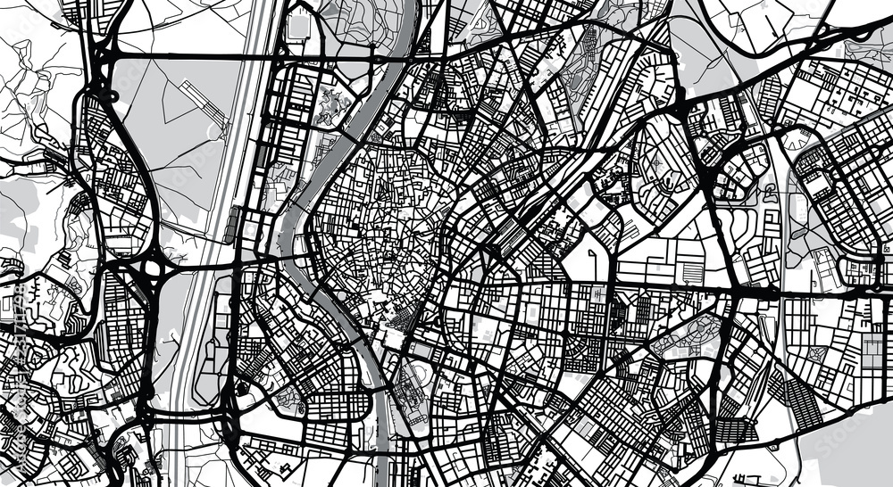 Urban vector city map of Seville, Spain