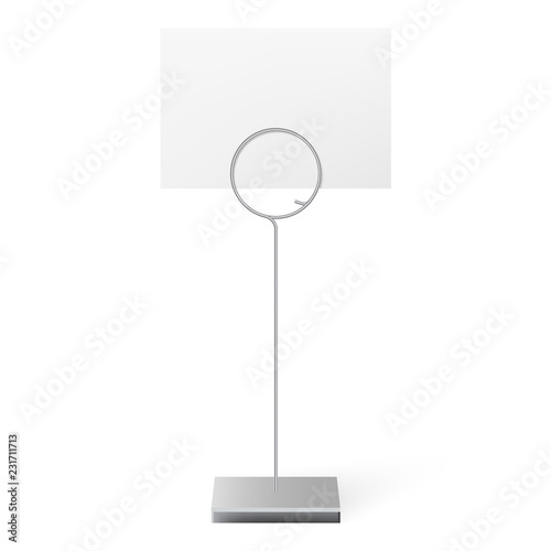 Blank metal card holder isolated  on white background, vector illustration. 