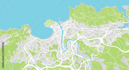 Urban vector city map of San Sebastian, Spain