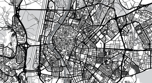 Urban vector city map of Seville, Spain