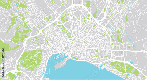 Urban vector city map of Palma, Spain