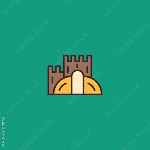 Castle Building Historical Abstract Architecture Icon Logo Design Template Element Vector