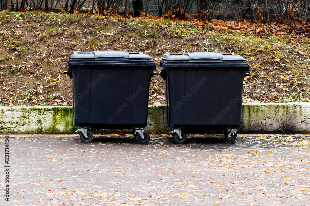 dark container or waste collection box. garbage. trash can dark container or waste collection box. garbage. trash can