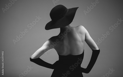 Retro styled woman in black and white