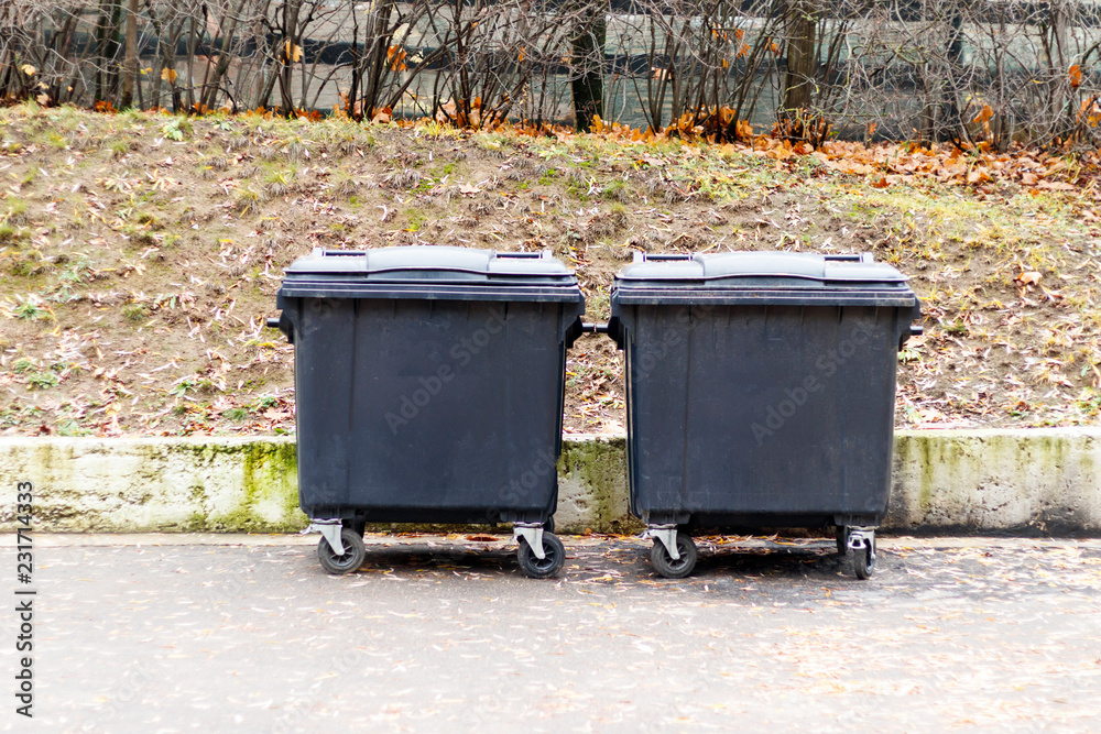 dark container or waste collection box. garbage. trash can dark container or waste collection box. garbage. trash can