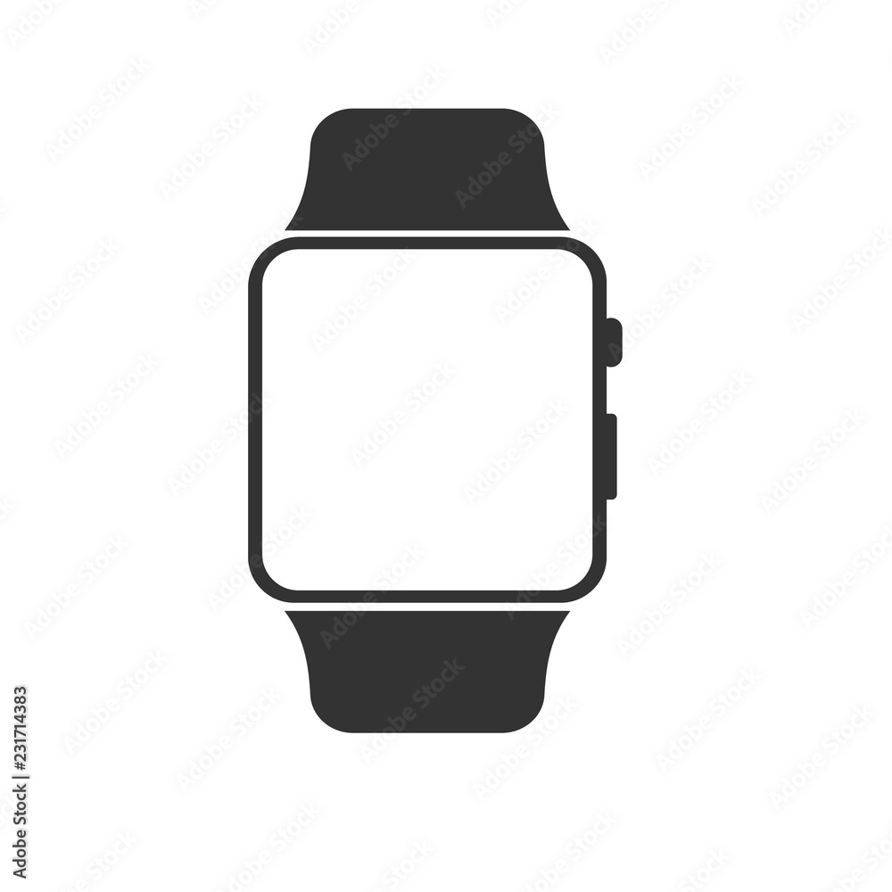Flat modern smart watch icon. Smart watch isolate white background. Smart watch symbol sign silhouette icon Flat modern smart watch icon. Smart watch isolate white background. Smart watch symbol sign silhouette icon