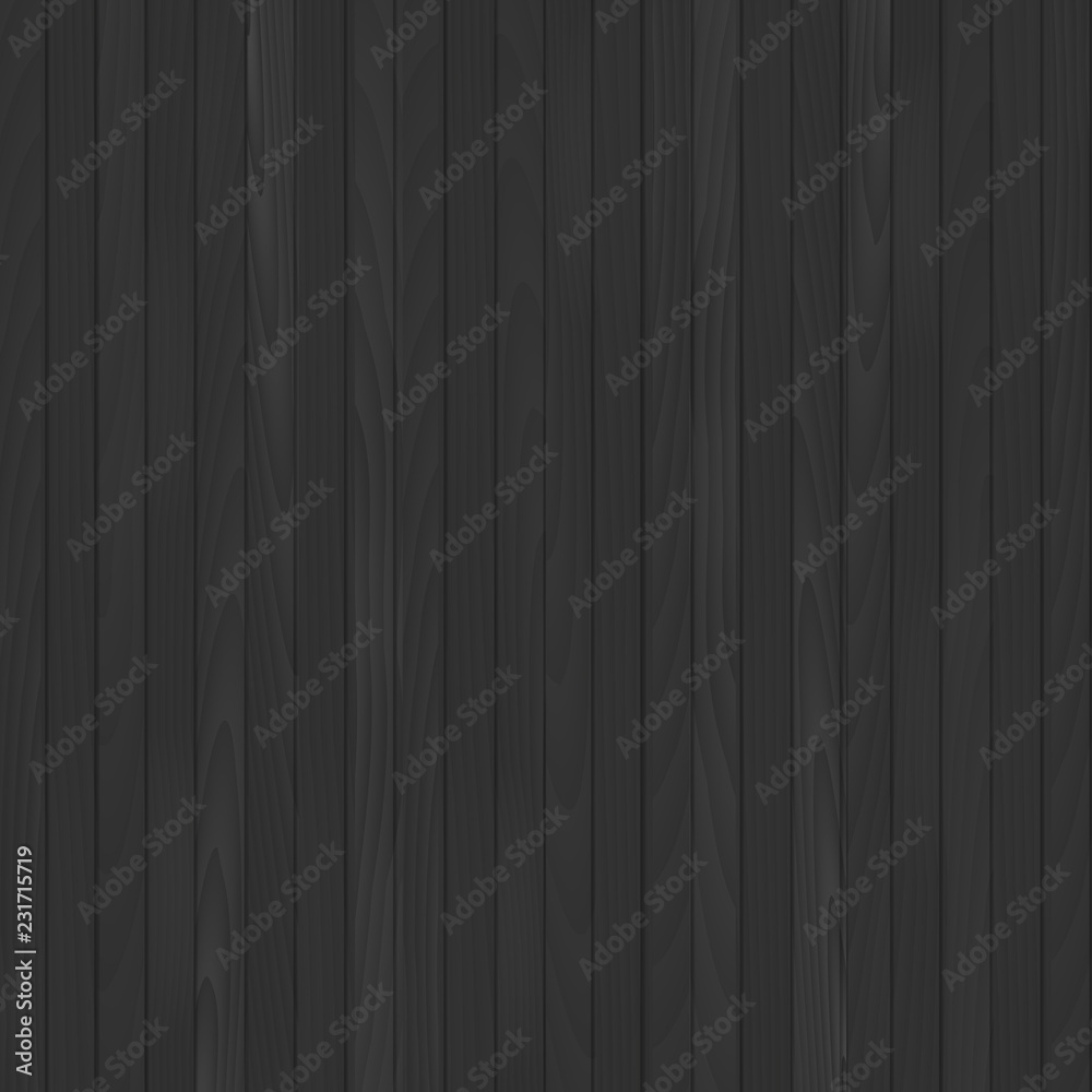 Seamless black wooden background. Vector.