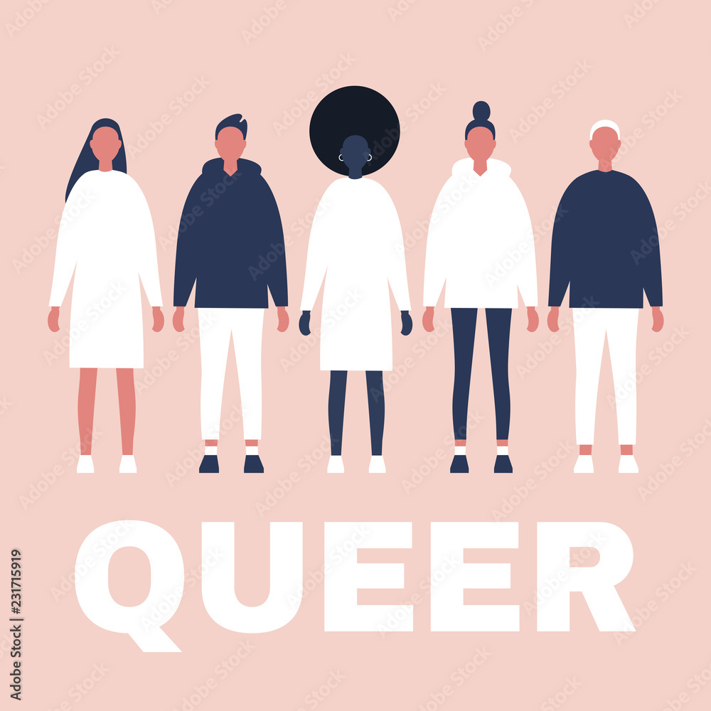 Queer Modern People With Different Sexual Orientations Diversity Lgbtq Community Tolerance Flat Editable Vector Illustration Clip Art Stock ベクター Adobe Stock
