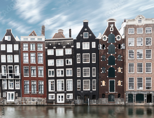 Long exposure picture of traditional Amsterdam old town architecture © BOOCYS