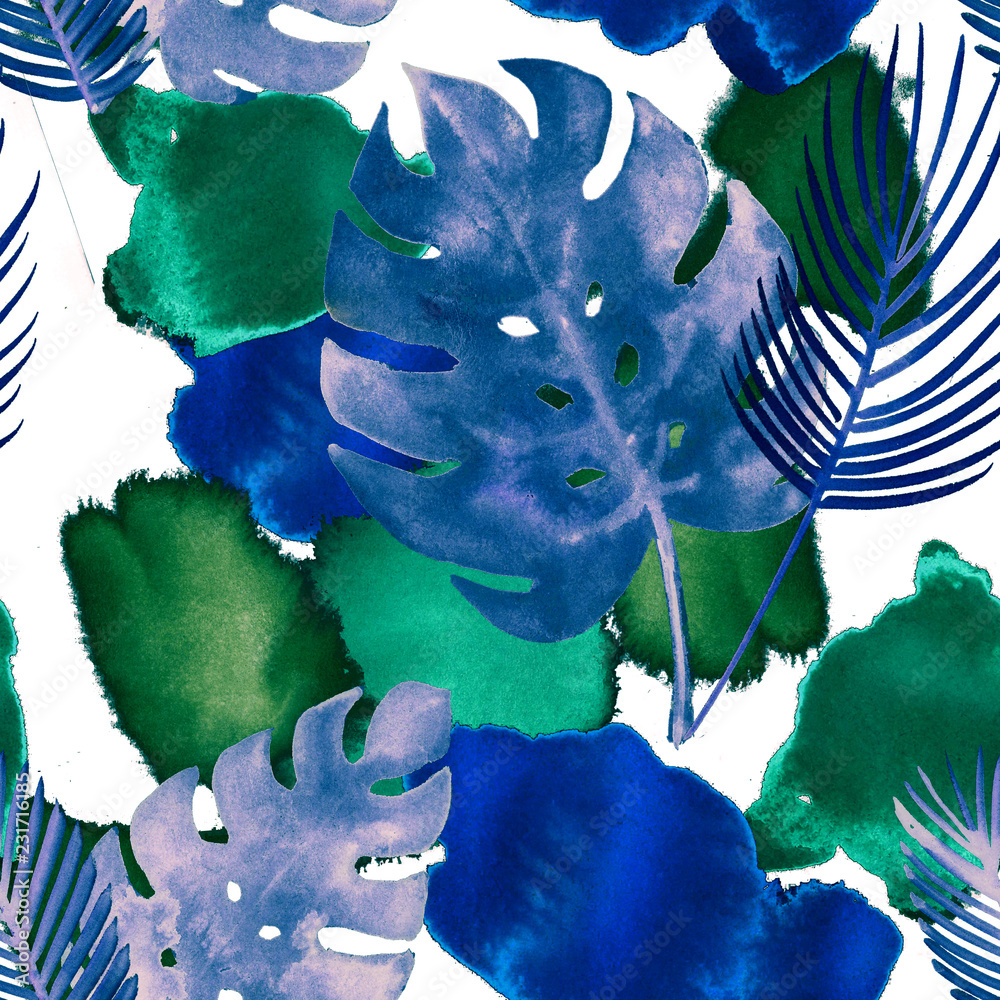 Aufkleber mit dem Motiv Aquarell Monstera mit Tropfen | Nikkel Art