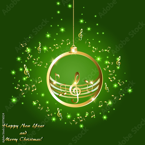 New year card with music background