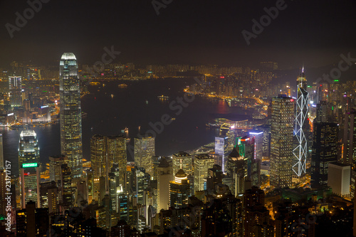 Hong Kong skyline at night from the Peak 