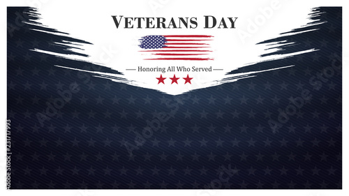 veterans day, November 11, honoring all who served, posters, modern design vector illustration