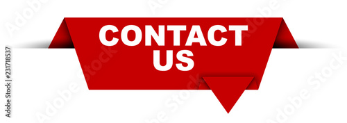 red vector banner contact us