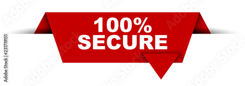 red vector banner 100% secure