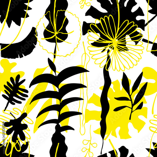 Floral seamless pattern. Vector nature bright background. Flourish wallpaper with plants Inflorescences
