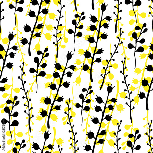 Floral seamless pattern. Vector nature bright background. Flourish wallpaper with plants Inflorescences
