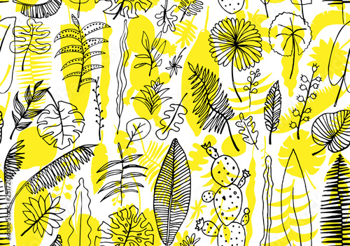 Floral seamless pattern. Vector nature bright background. Flourish wallpaper with plants Inflorescences