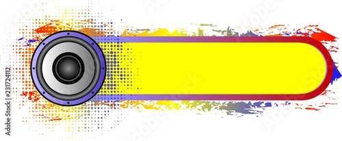 grunge banner with speaker
