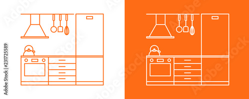 Vector icon compact modular kitchen