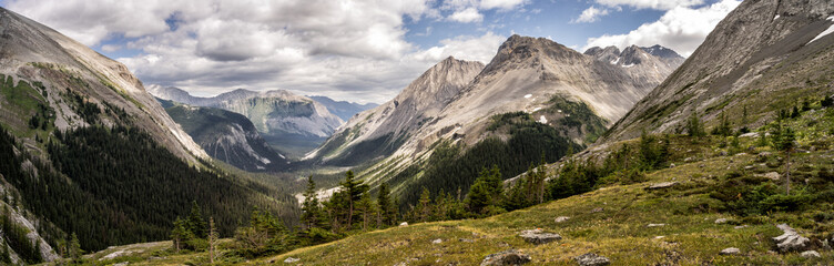 Canadian Rockies.  Views of the mountains located in Peter Lougheed Provincial Park, Alberta.  Taken from the famous Northover Ridge route