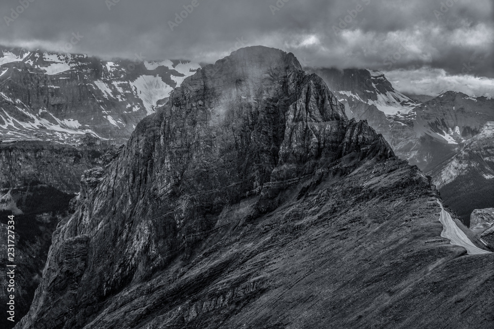 B&W Canadian Rockies.  Views of the mountains located in Peter Lougheed Provincial Park, Alberta.  Taken from the famous Northover Ridge route