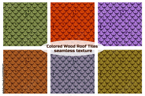 Wood Roof in the form of hexagonal shingles tiles. Seamless texture