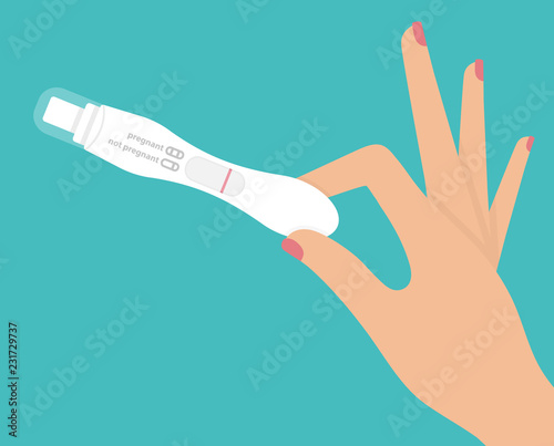 Woman's hand holding negative pregnancy test