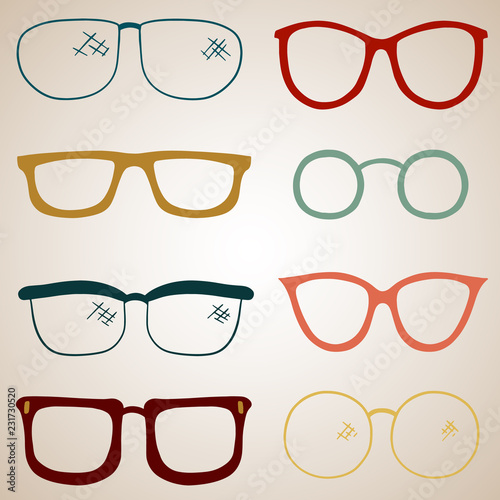 Vector Collection of Eye Antique and Modern Eye Glasses