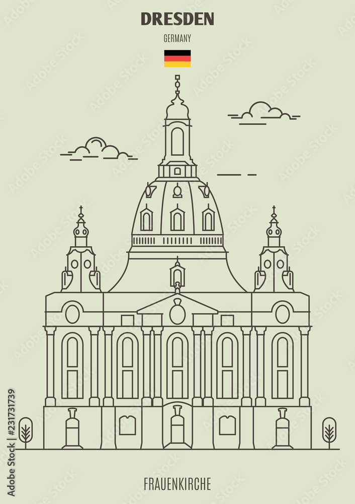 Frauenkirche in Dresden, Germany. Landmark icon